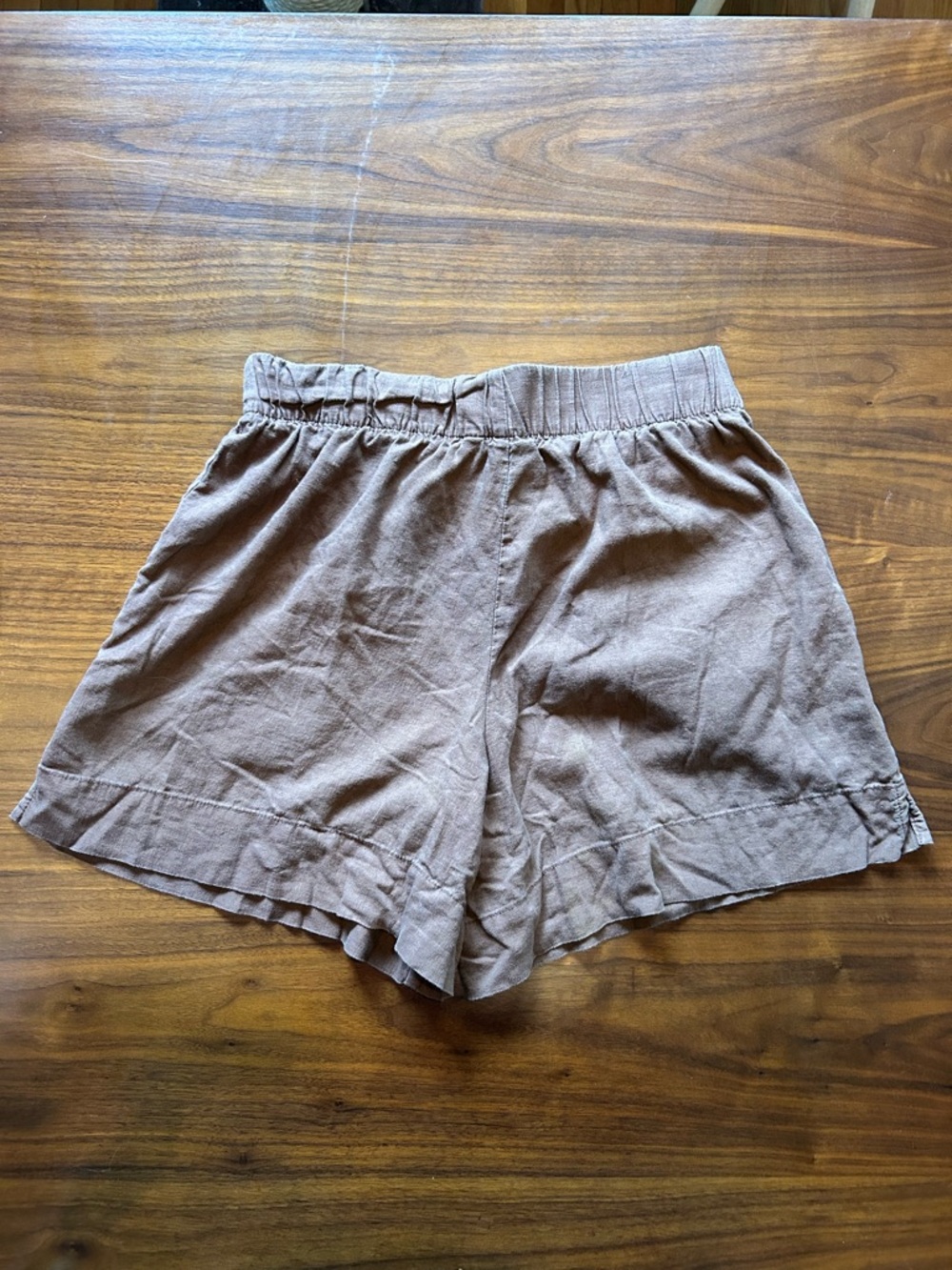 Gap Elastic-Waist Brown Linen Blend Shorts